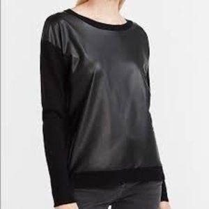 Express Vegan Leather Pieced Sweater